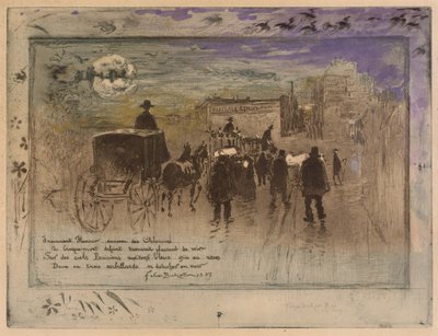 大通りクリシーの葬列、1887年。 作： Felix Hilaire Buhot