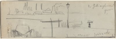 ジリンガム桟橋、ロンドン [裏面]、c。 1884年。 作： Felix Hilaire Buhot
