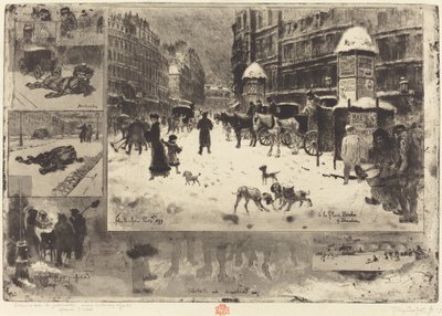 冬のパリ パリの冬、1879年。 作： Felix Hilaire Buhot