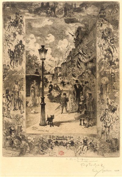 クリシー大通りの国民の祝日 クリシー大通りの国民の祝日、1878 年。 作： Felix Hilaire Buhot
