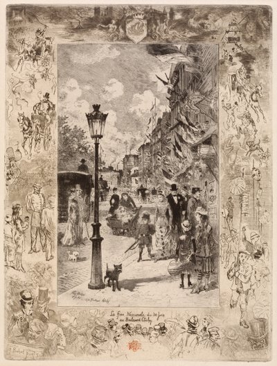 クリシー大通りの国民の祝日 クリシー大通りの国民の祝日、1878 年。 作： Felix Hilaire Buhot