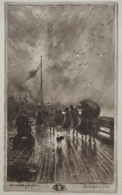イギリスに上陸、1879年。 作： Felix Hilaire Buhot
