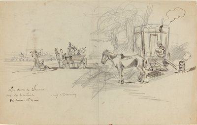 ドーヴィル競馬、1874 年。 作： Felix Hilaire Buhot