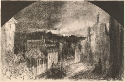 1892 年 7 月 14 日のモンマルトルのフランス革命記念日のモンマルトル。 作： Felix Hilaire Buhot