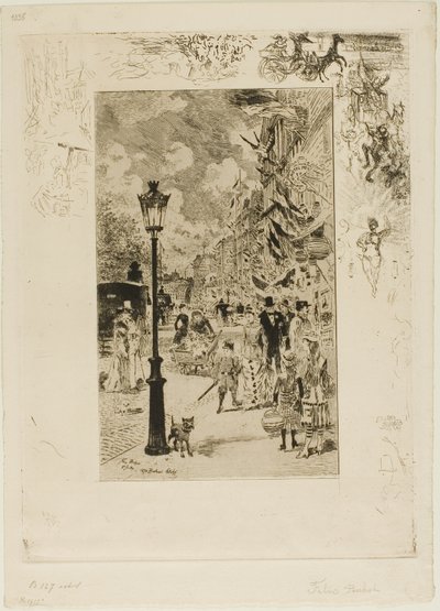 Boulevard Clichy の祝日 作： Felix Hilaire Buhot