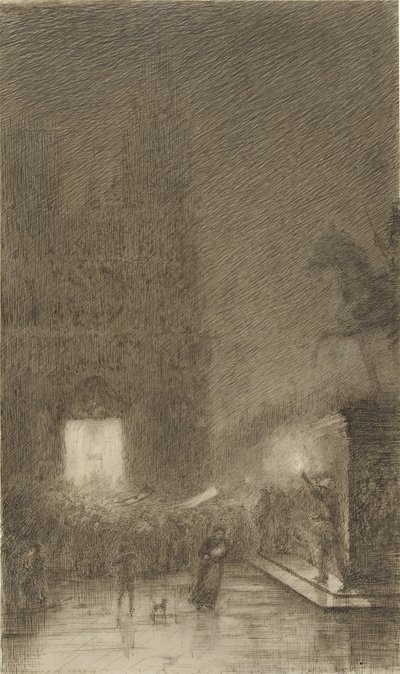 大聖堂の前での夜の集まり 作： Felix Hilaire Buhot