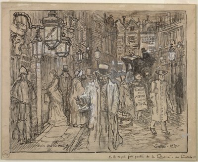 1879年のロンドンのストリートシーン。 作： Felix Hilaire Buhot