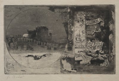 フクロウの城、1887年。 作： Felix Hilaire Buhot