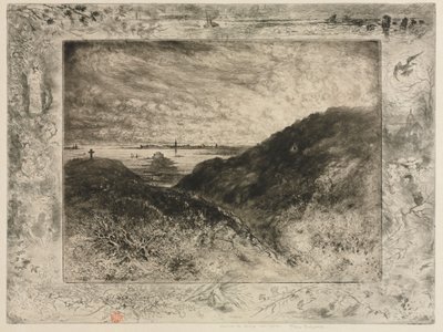 崖：サンマロ湾、1886-1890年。 作： Felix Hilaire Buhot