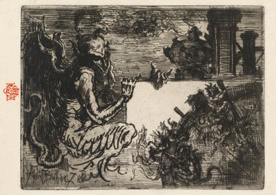 デーモンプリンター、1878年。 作： Felix Hilaire Buhot