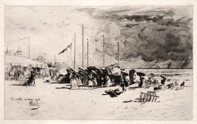 トルビルのスコール、1874年。 作： Felix Hilaire Buhot