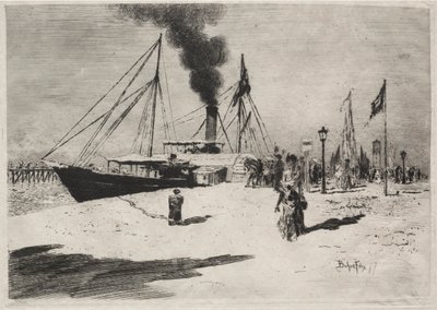 トゥルーヴィルのワーフ、1877年。 作： Felix Hilaire Buhot