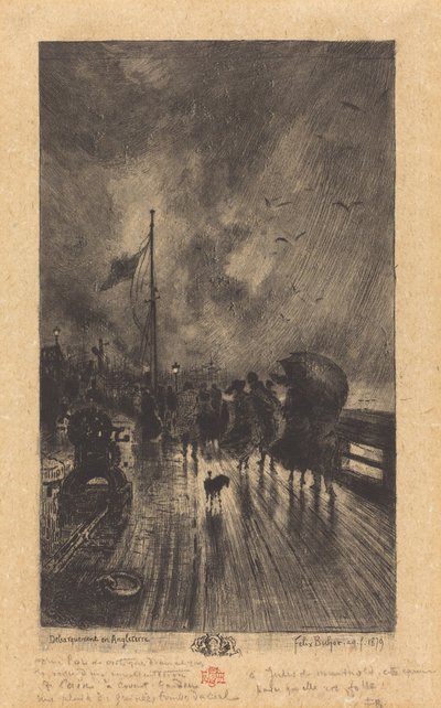 イギリス上陸 1879年イギリス上陸。 作： Felix Hilaire Buhot