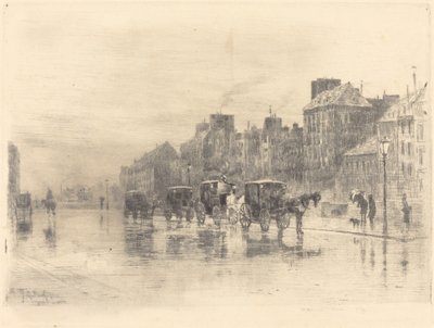 ケ・ド・ロテル・デューの冬の朝、1876年。 作： Felix Hilaire Buhot