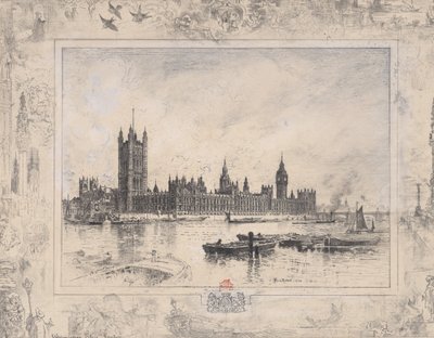 ウェストミンスター宮殿、1884 年。 作： Felix Hilaire Buhot