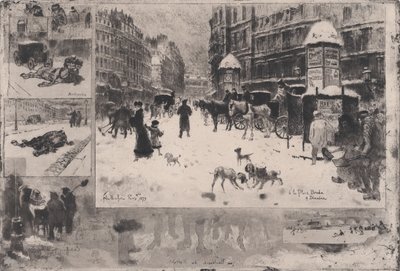 パリの冬、またはパリの雪、1879年。 作： Felix Hilaire Buhot