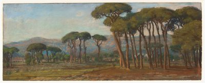 遠くに集落と山腹を望む広大な景観 作： Felix Hippolyte Lanoue