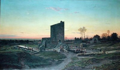 ローマの風景、またはアルバーノの洗面所 作： Felix Hippolyte Lanoue