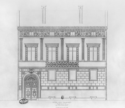 ホテルドゥプルタレス、ファサード、1850 作： Felix Louis Jacques Duban
