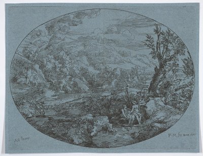 3人の人物のいる風景、1677年。 作： Felix Meyer