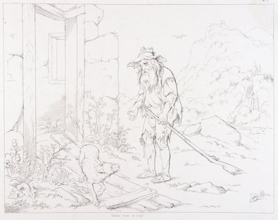 (リップ・ヴァン・ウィンクル、挿絵）荒れ果てた家に戻るリップ 作： Felix Octavius Carr Darley