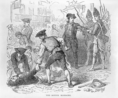 1770年3月5日、ボストンの虐殺、A。ボレットによる彫刻 作： Felix Octavius Carr Darley