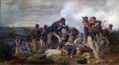 イギリス第13軽ドラゴーン連隊の中尉を救出するライン歩兵のライフル将校 19世紀後半 油彩・キャンバス 作： Felix Philippoteaux