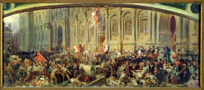 アルフォンスドゥラマルティーヌ（1790-1869）1848年2月25日、パリのオテルドヴィルで赤旗を拒否 作： Felix Philippoteaux