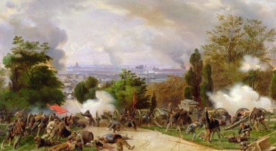 1871年のペール・ラシェーズの墓地での戦い（キャンバスに油彩） 作： Felix Philippoteaux