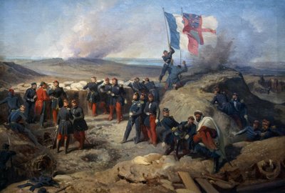 1855年9月8日、セバストポリでのAimable Pelissier元帥とそのスタッフ、1856年から71年頃（紙に油彩、キャンバスにマルーフレー 作： Felix Philippoteaux