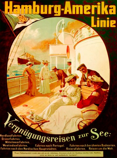 「Pleasure Cruise on the Sea」、ハンブルクアメリカンラインの宣伝ポスター、1904年 作： Felix Schwormstadt