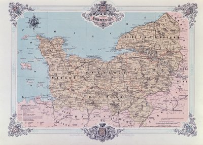 ナント1852年に発行された、シャルパンティエの彫刻が施されたラノルマンディーイラストの第1巻のノルマンディーの地図 作： Felix after Benoist