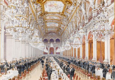 市庁舎でのロシア海軍士官の晩餐会、1893年。 作： Feodor Hoffbauer