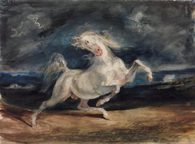 稲妻におびえた馬 作： Ferdinand Victor Eugene Delacroix