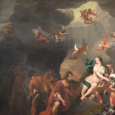 金星から新しい鎧一式を受け取るアエネアス 作： Ferdinand Bol