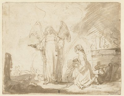 シュルに向かう途中の井戸にいるハガルと天使 作： Ferdinand Bol