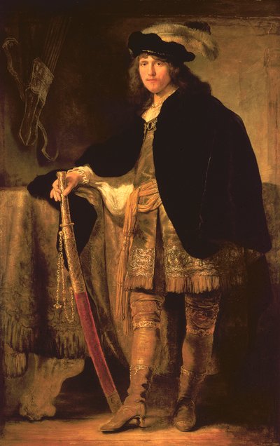剣を持った青年の肖像、1635-40年頃 作： Ferdinand Bol