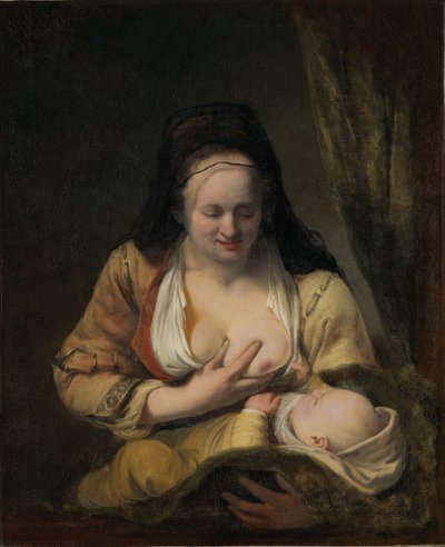 乳児を吸う女」（油彩・キャンバス 作： Ferdinand Bol
