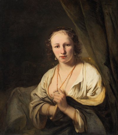 髪に真珠を持つ女性、1653年 作： Ferdinand Bol