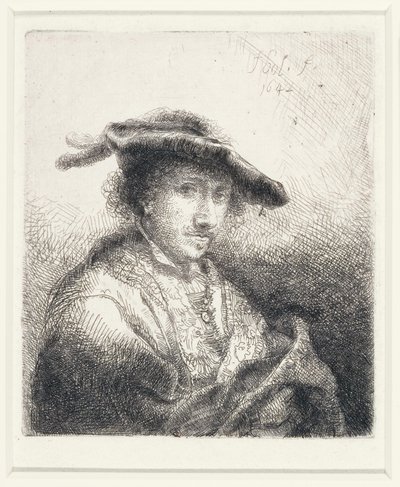 羽毛のある帽子を身に着けた若い男、1642 作： Ferdinand Bol