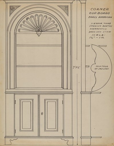 コーナー食器棚 作： Ferdinand Cartier