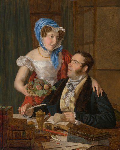 地図製作者ヨーゼフ・ユットナー教授とその妻 作： Ferdinand Georg Waldmüller
