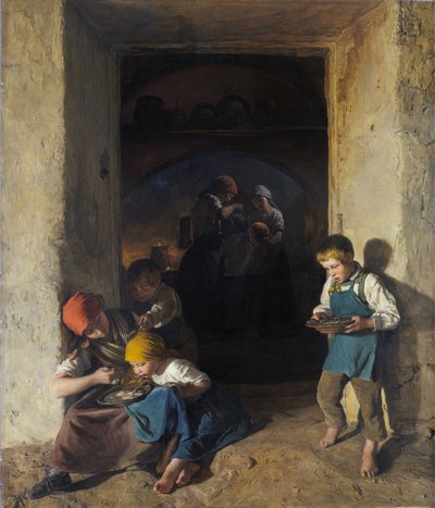朝食を受け取る子どもたち 作： Ferdinand Georg Waldmuller