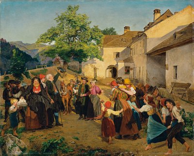 彼女の実家への花嫁の別れ - Höldrichsmühle 作： Ferdinand Georg Waldmuller