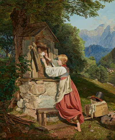 バラで神の母を飾る少女 作： Ferdinand Georg Waldmuller