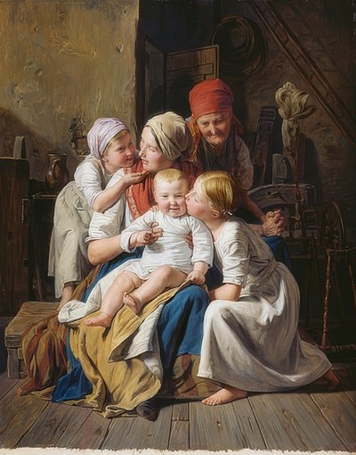 祖母の喜び。 1852 作： Ferdinand Georg Waldmuller