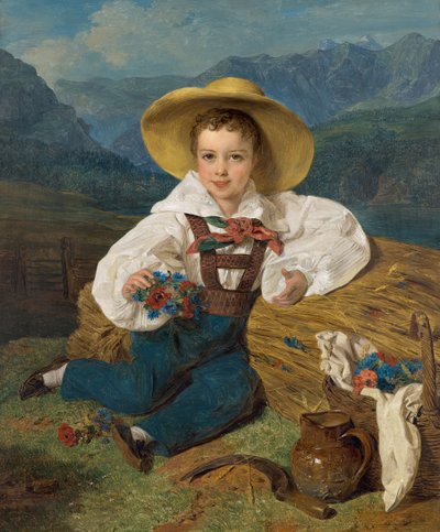 山の前の子供としてのドミトリー・アレクサンドロヴィチ・アプラシン伯爵の肖像 1826-1899., 1832. 作： Ferdinand Georg Waldmuller