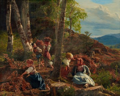 ウィーンの森のブラシウッド収集家 作： Ferdinand Georg Waldmuller