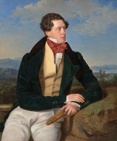 風景の中の俳優マクシミリアン・コーン 作： Ferdinand Georg Waldmuller