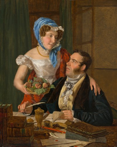 地図製作者ヨーゼフ・ユットナー教授とその妻 作： Ferdinand Georg Waldmuller